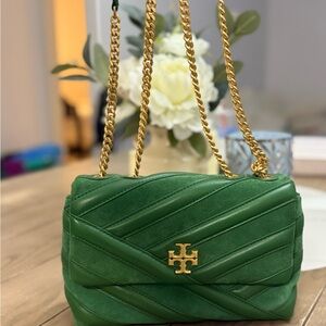 Tory Burch Emerald Green Quilted Shoulder Bag